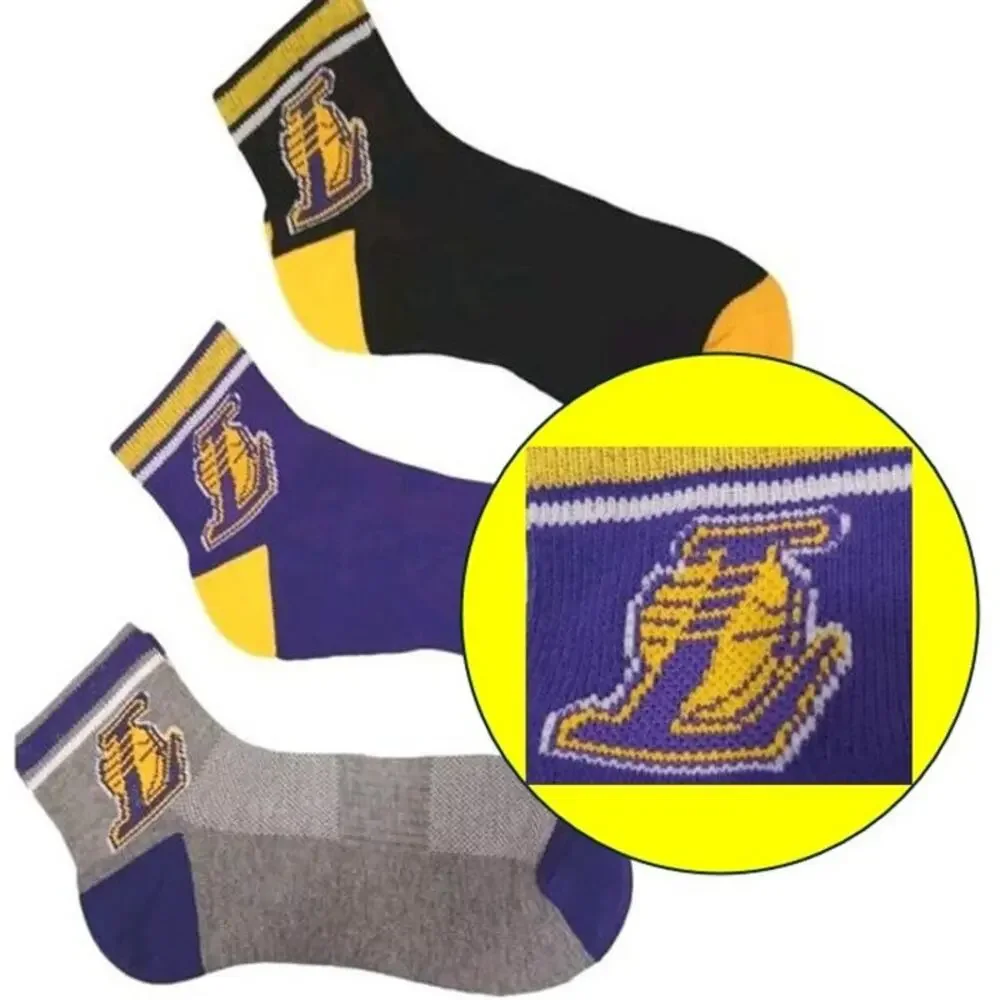 3 Pairs NBA Los Angeles Socks LAKERS Mens Sz 6-12 Low Cut‎ Ankle Sporty Official